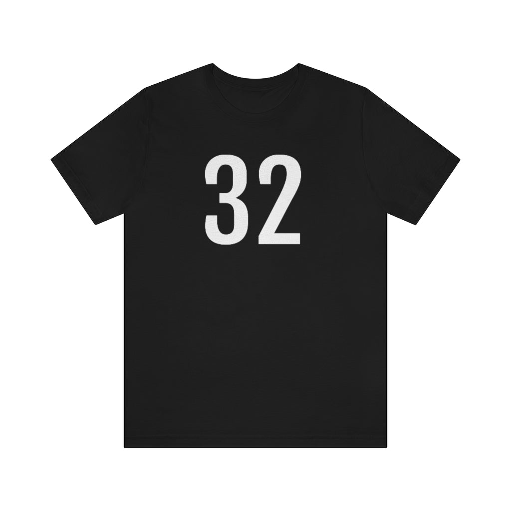 Black T-Shirt 32 Numbered Tee Shirt with Numbers On Them for Numbered T-Shirt Outfit Petrova Designs