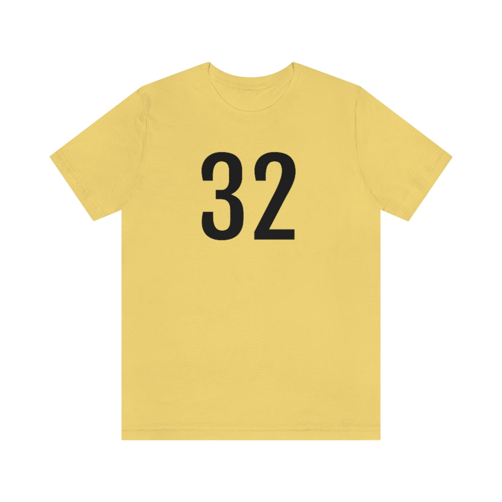 Yellow T-Shirt 32 Numbered Tee Shirt with Numbers On Them for Numbered T-Shirt Outfit Petrova Designs