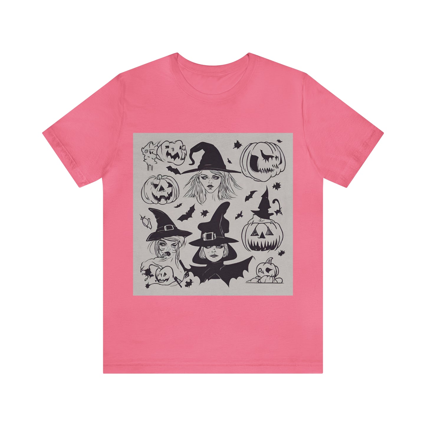 Halloween T-Shirt with Witches | Halloween Gift Ideas Charity Pink T-Shirt Petrova Designs