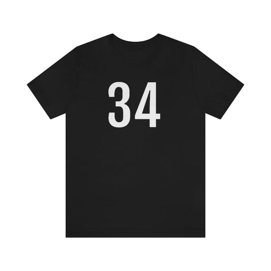 Black T-Shirt 34 Numbered Tee Shirt with Numbers On Them for Numbered T-Shirt Outfit Petrova Designs