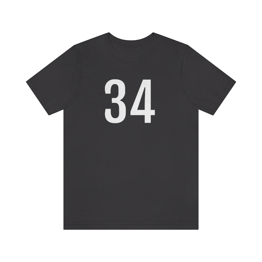 Dark Grey T-Shirt 34 Numbered Tee Shirt with Numbers On Them for Numbered T-Shirt Outfit Petrova Designs