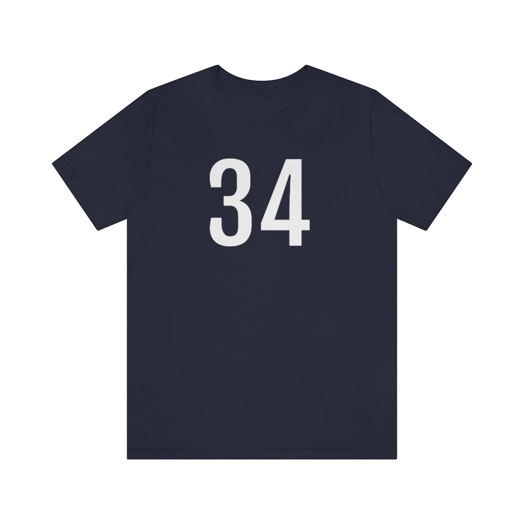 Navy T-Shirt 34 Numbered Tee Shirt with Numbers On Them for Numbered T-Shirt Outfit Petrova Designs