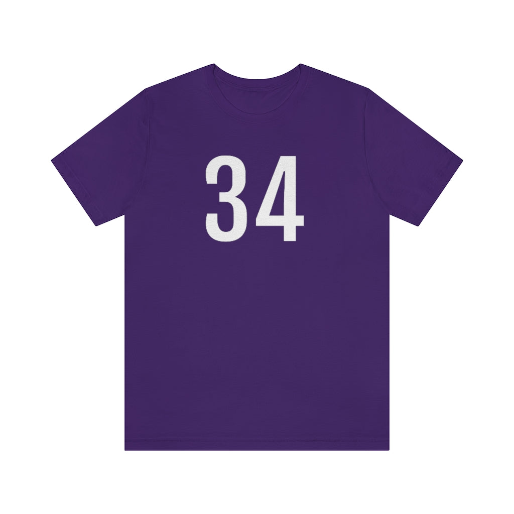 Team Purple T-Shirt 34 Numbered Tee Shirt with Numbers On Them for Numbered T-Shirt Outfit Petrova Designs