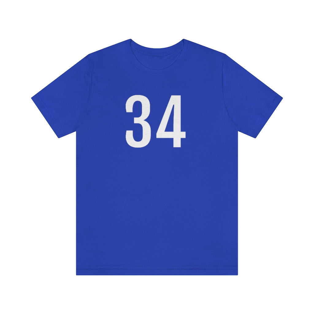 True Royal T-Shirt 34 Numbered Tee Shirt with Numbers On Them for Numbered T-Shirt Outfit Petrova Designs