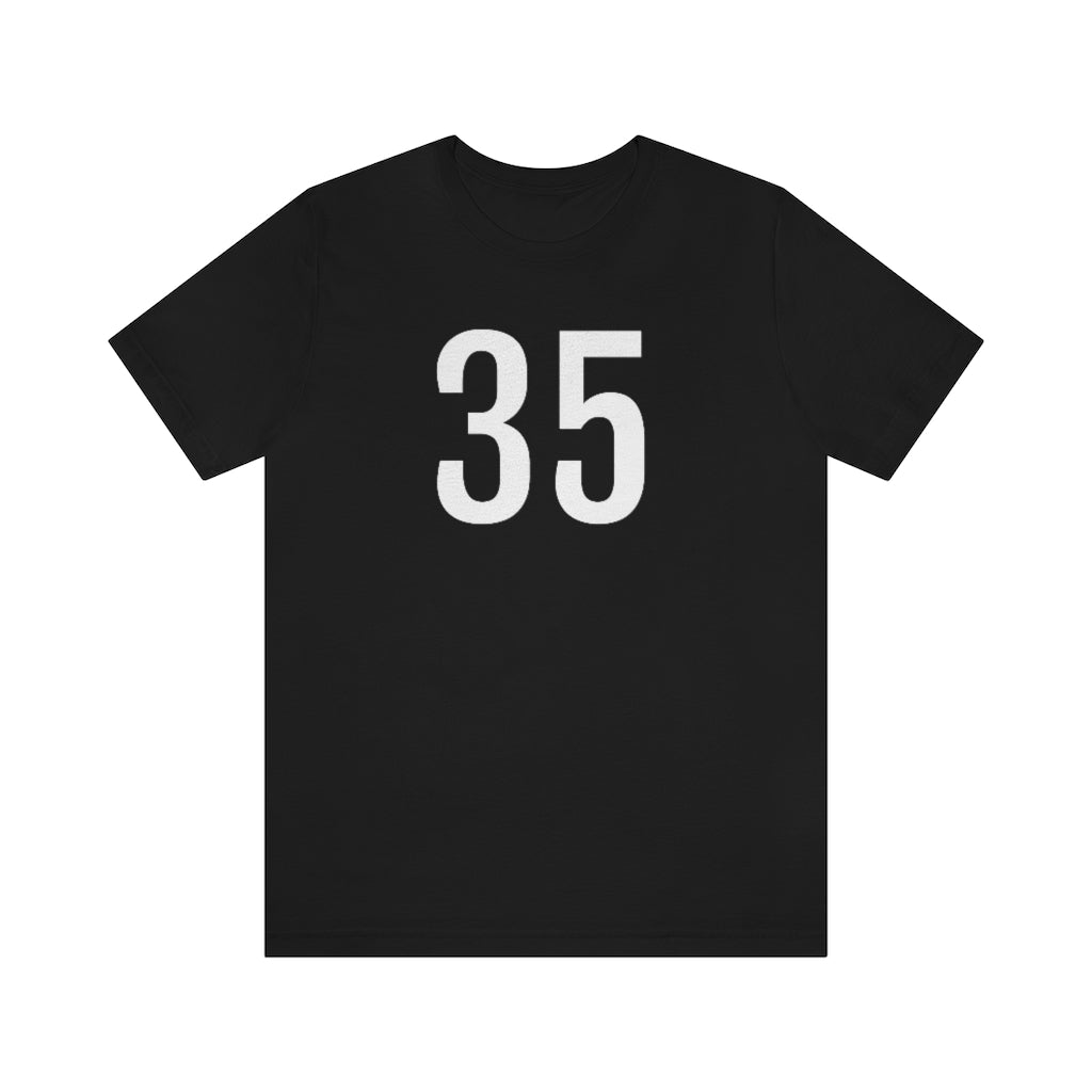 Black T-Shirt 35 Numbered Tee Shirt with Numbers On Them for Numbered T-Shirt Outfit Petrova Designs