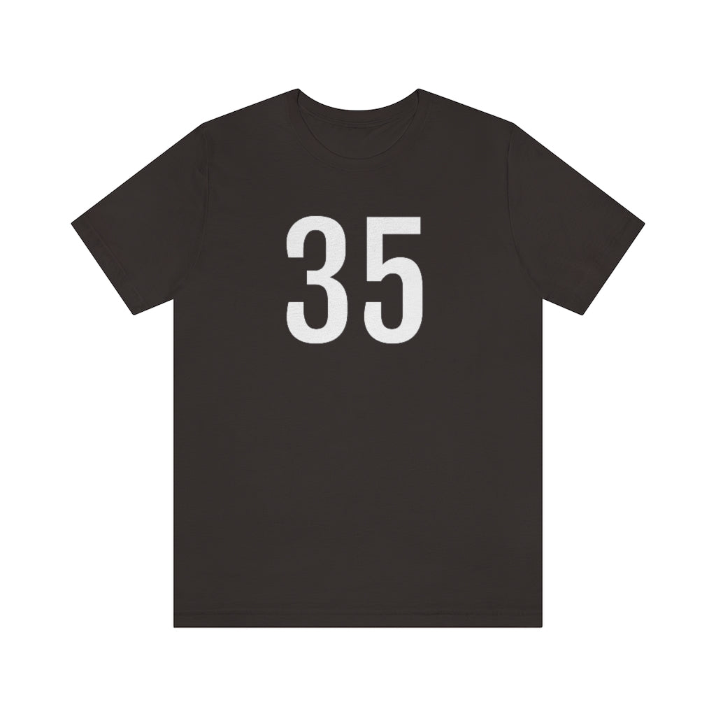 Brown T-Shirt 35 Numbered Tee Shirt with Numbers On Them for Numbered T-Shirt Outfit Petrova Designs