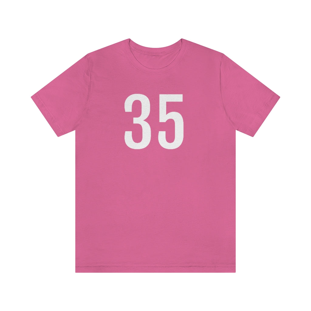 Charity Pink T-Shirt 35 Numbered Tee Shirt with Numbers On Them for Numbered T-Shirt Outfit Petrova Designs