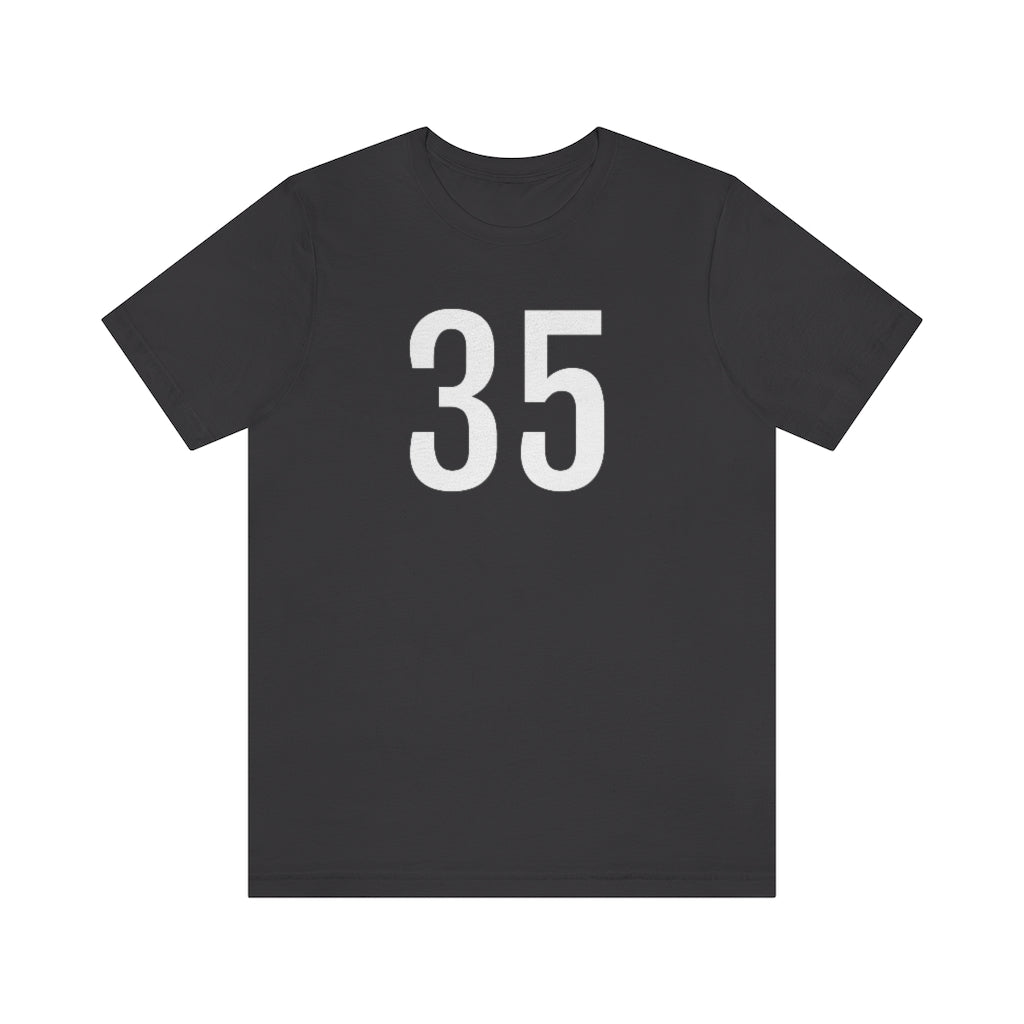 Dark Grey T-Shirt 35 Numbered Tee Shirt with Numbers On Them for Numbered T-Shirt Outfit Petrova Designs