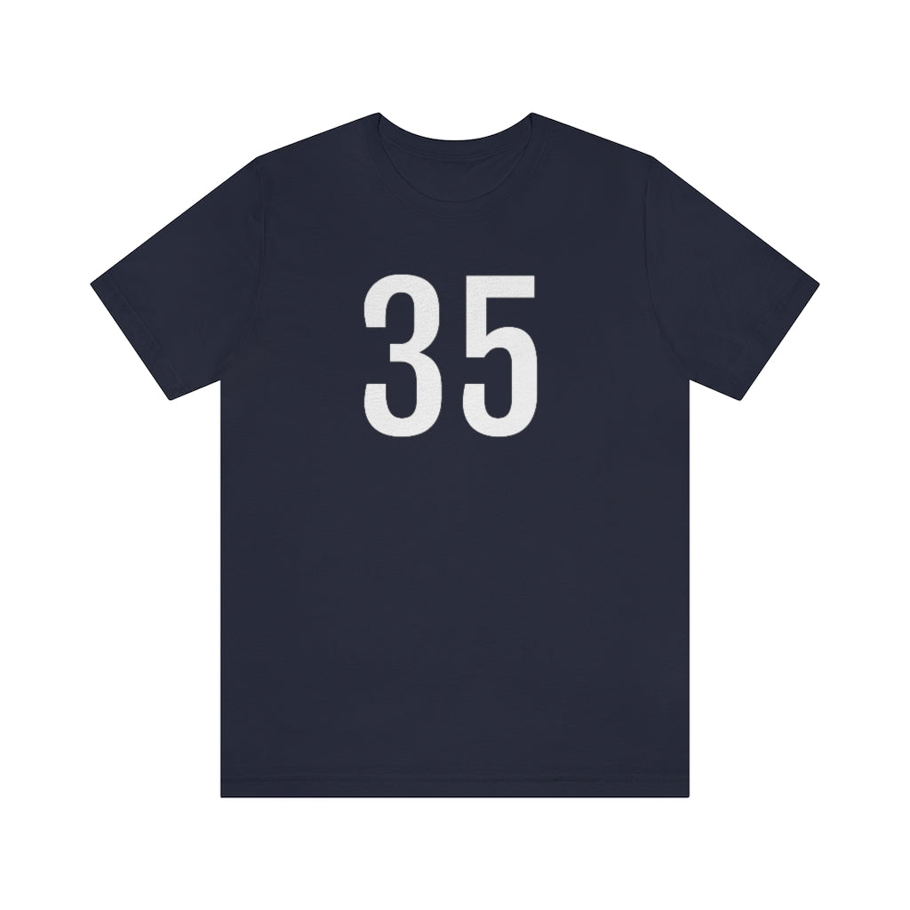 Navy T-Shirt 35 Numbered Tee Shirt with Numbers On Them for Numbered T-Shirt Outfit Petrova Designs