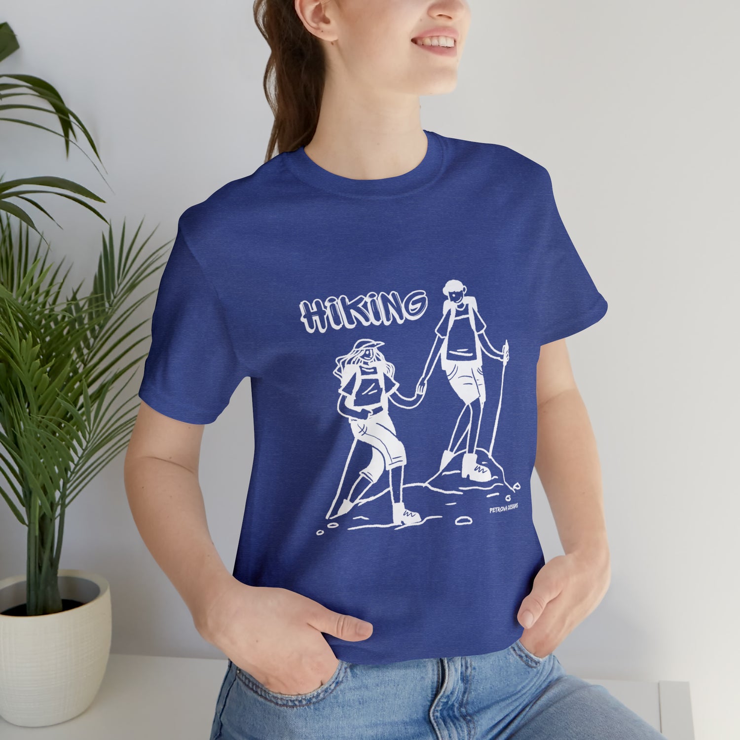 Hiking Enthusiast T-Shirt | Hiker Gift Idea Heather True Royal T-Shirt Petrova Designs