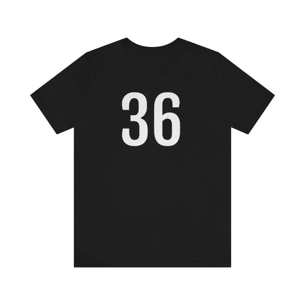 Black T-Shirt 36 Numbered Tee Shirt with Numbers On Them for Numbered T-Shirt Outfit Petrova Designs