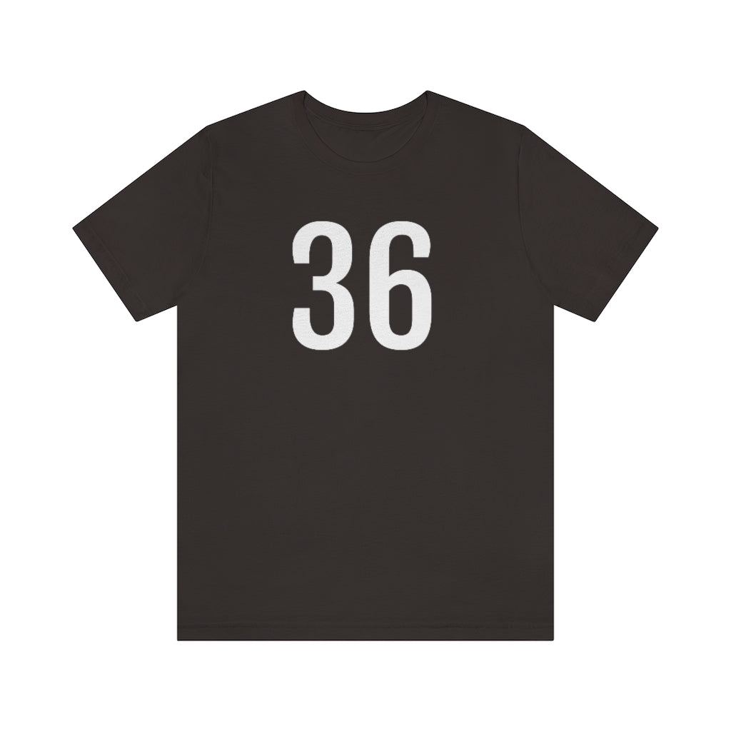 Brown T-Shirt 36 Numbered Tee Shirt with Numbers On Them for Numbered T-Shirt Outfit Petrova Designs