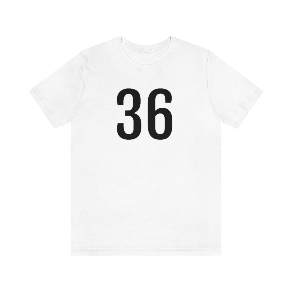 White T-Shirt 36 Numbered Tee Shirt with Numbers On Them for Numbered T-Shirt Outfit Petrova Designs