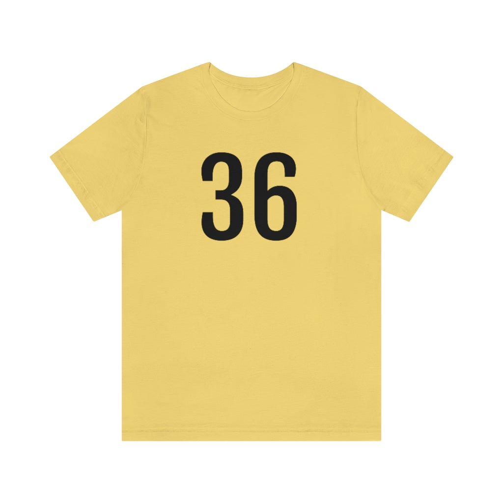 Yellow T-Shirt 36 Numbered Tee Shirt with Numbers On Them for Numbered T-Shirt Outfit Petrova Designs