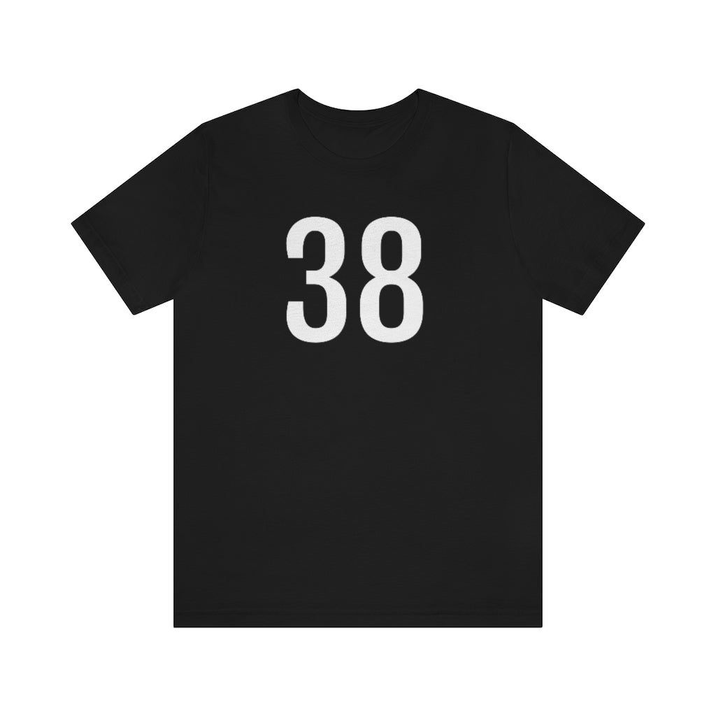 Black T-Shirt 38 Numbered Tee Shirt with Numbers On Them for Numbered T-Shirt Outfit Petrova Designs