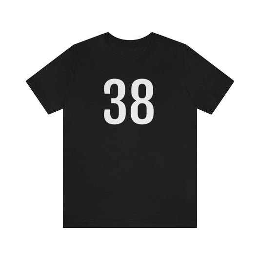 Black T-Shirt 38 Numbered Tee Shirt with Numbers On Them for Numbered T-Shirt Outfit Petrova Designs