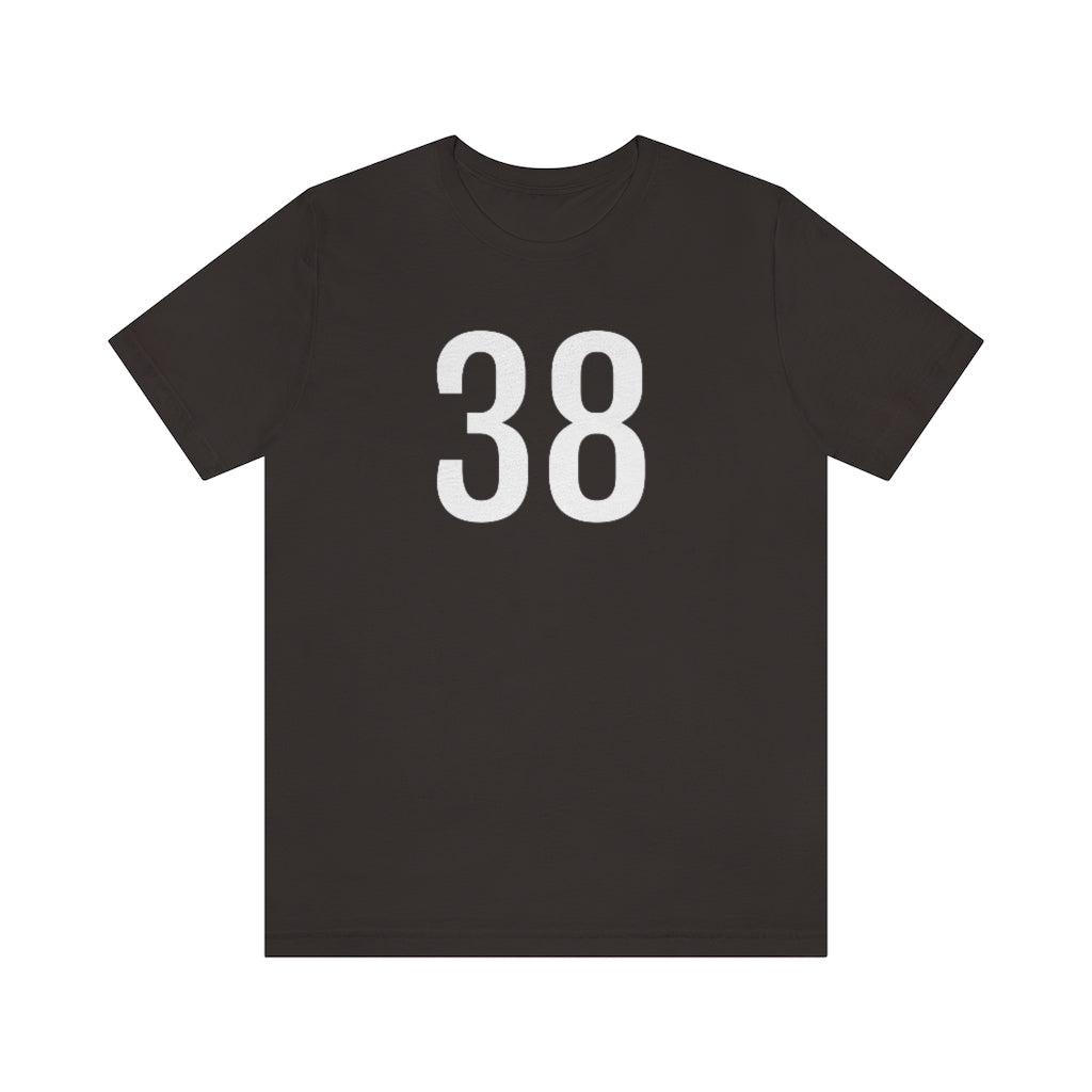 Brown T-Shirt 38 Numbered Tee Shirt with Numbers On Them for Numbered T-Shirt Outfit Petrova Designs