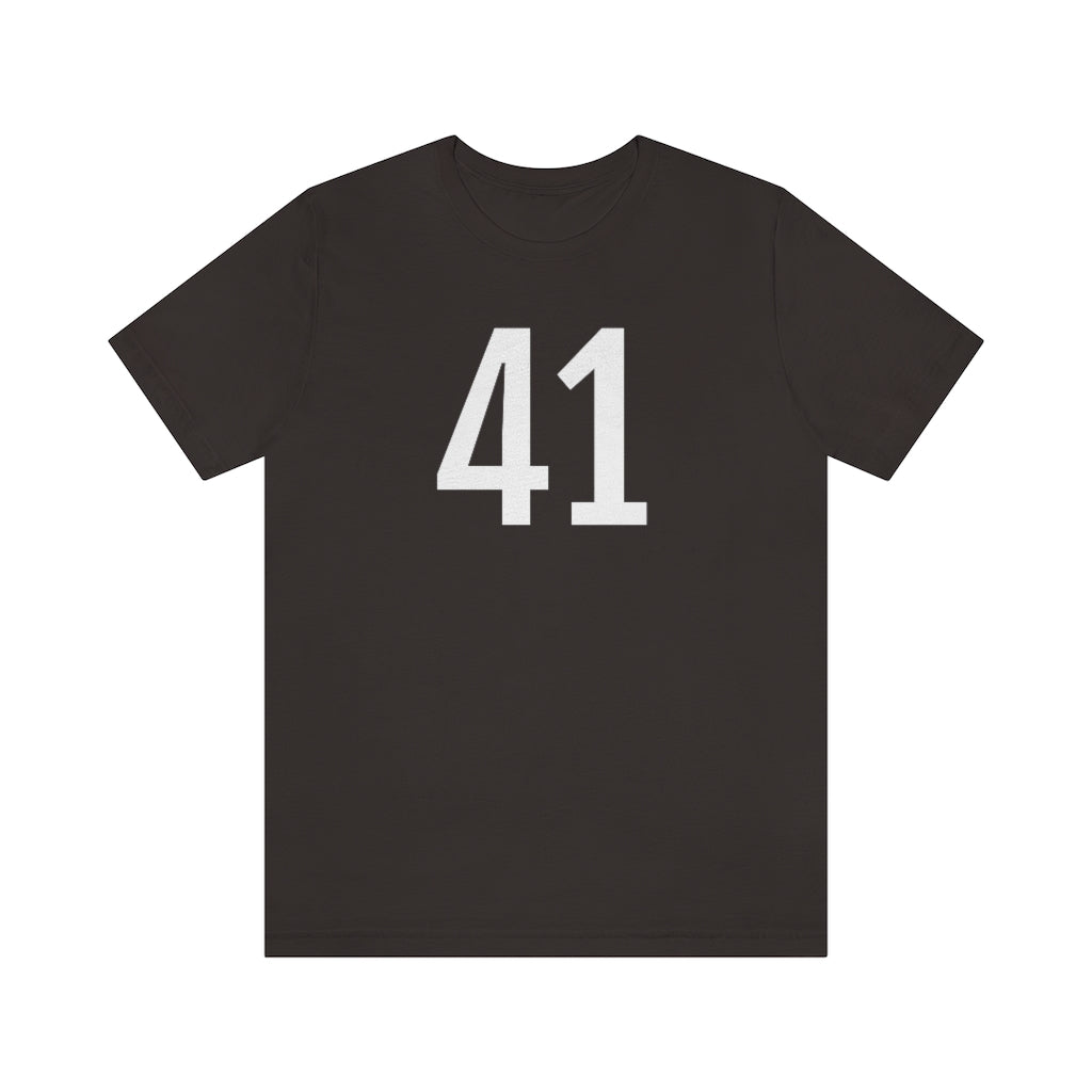 Brown T-Shirt 41 Numbered Tee Shirt with Numbers On Them for Numbered T-Shirt Outfit Petrova Designs