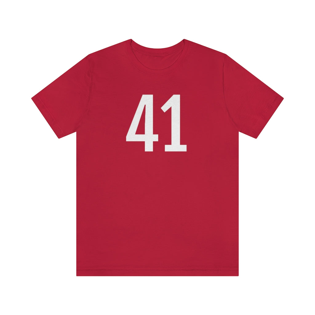 Red T-Shirt 41 Numbered Tee Shirt with Numbers On Them for Numbered T-Shirt Outfit Petrova Designs