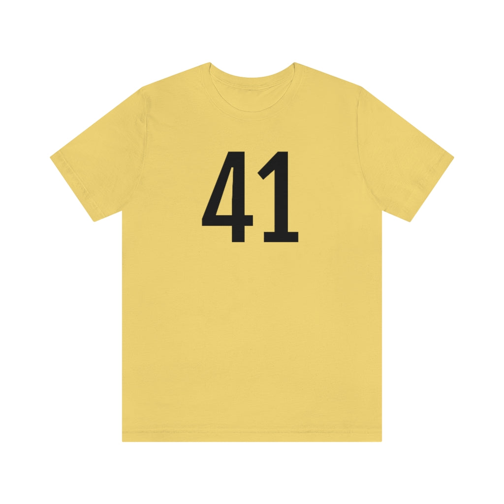 Yellow T-Shirt 41 Numbered Tee Shirt with Numbers On Them for Numbered T-Shirt Outfit Petrova Designs