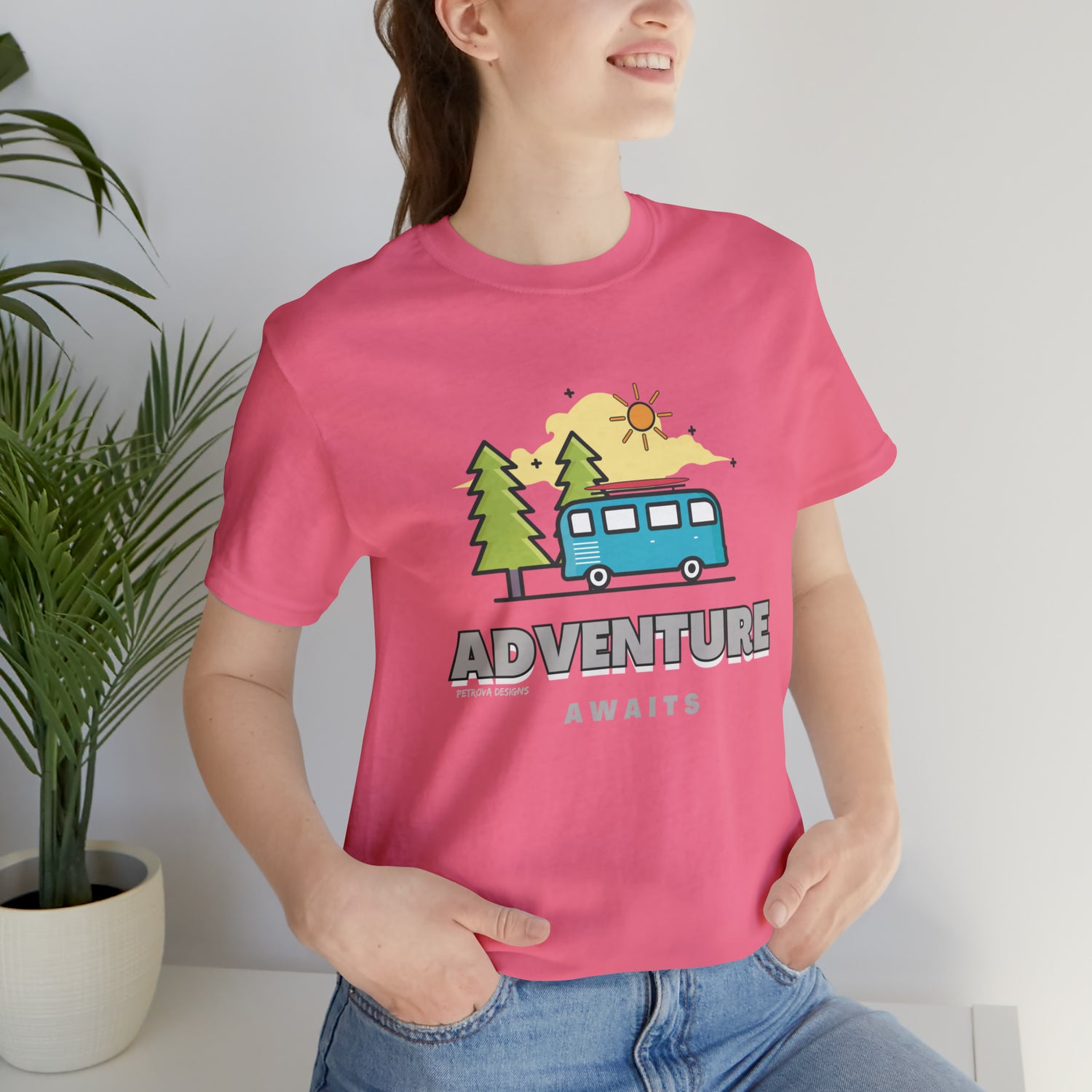 T-Shirt for Travelers | Traveler Tee Gift Idea | Adventurer Charity Pink T-Shirt Petrova Designs