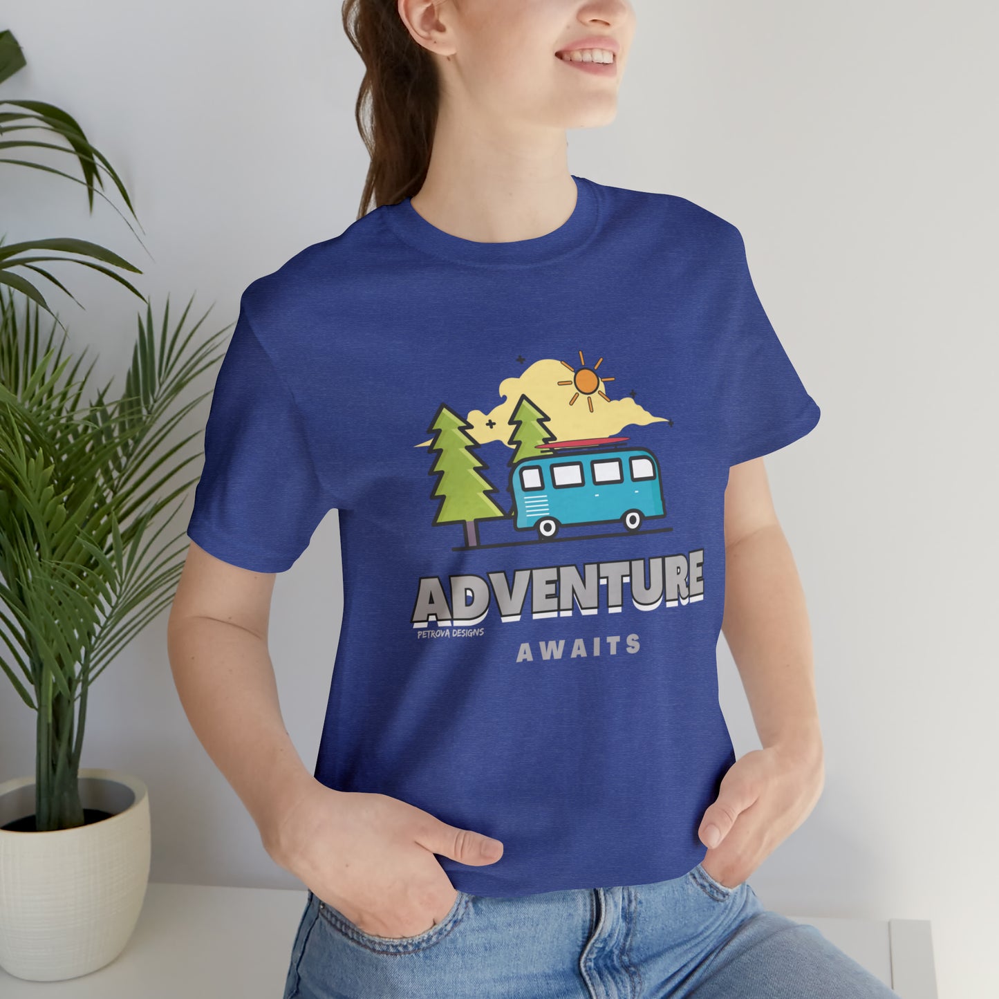 T-Shirt for Travelers | Traveler Tee Gift Idea | Adventurer Heather True Royal T-Shirt Petrova Designs