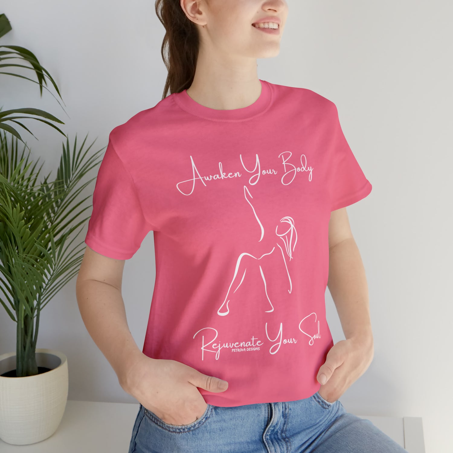 Charity Pink T-Shirt Tshirt Design Gift for Friend and Family Short Sleeved Shirt Yoga Petrova Designs