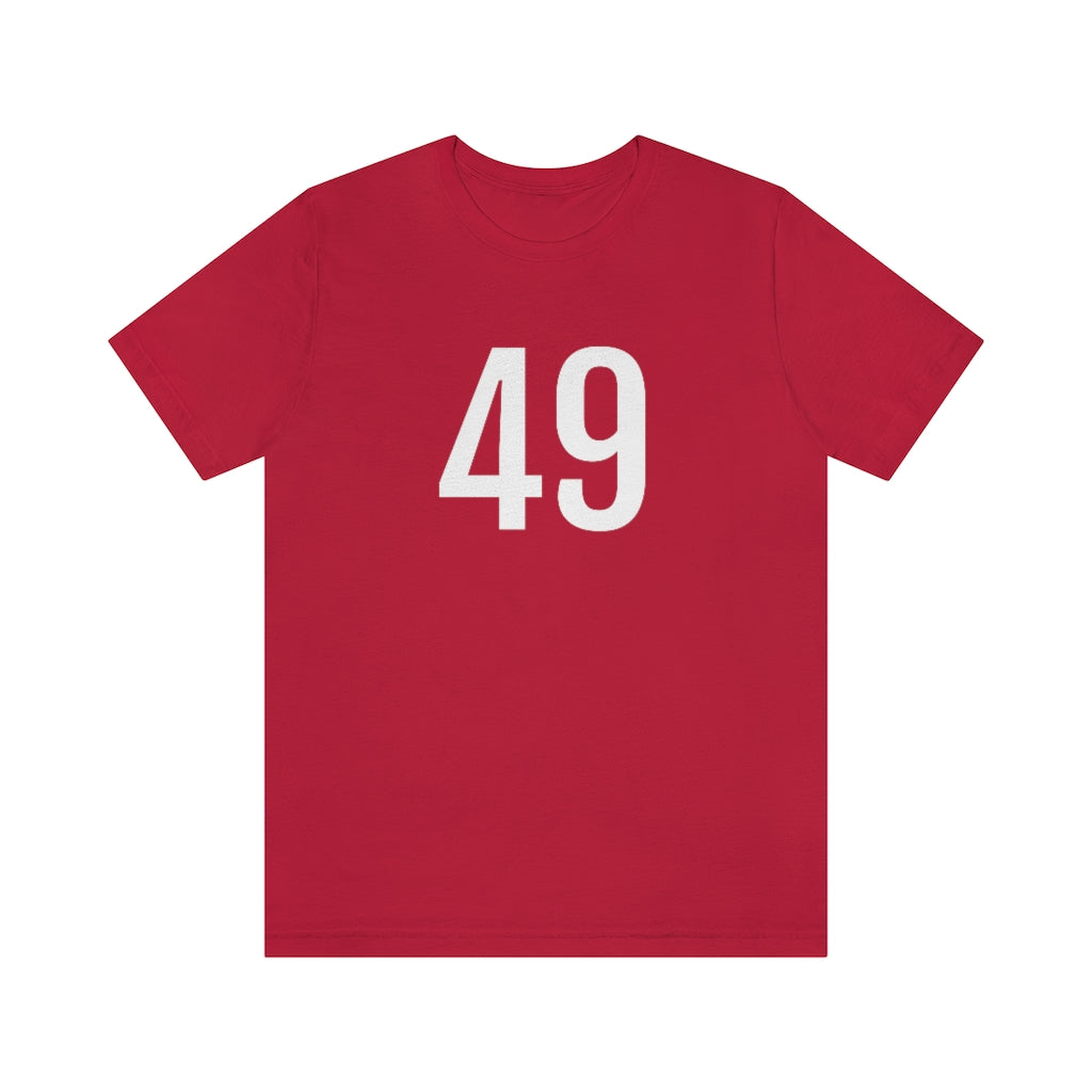 Red T-Shirt 49 Numbered Tee Shirt with Numbers On Them for Numbered T-Shirt Outfit Petrova Designs