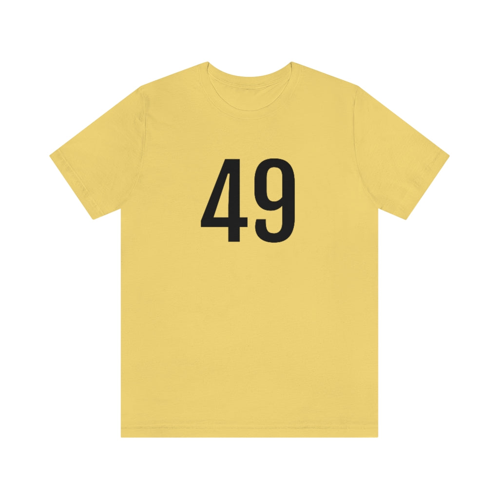 Yellow T-Shirt 49 Numbered Tee Shirt with Numbers On Them for Numbered T-Shirt Outfit Petrova Designs