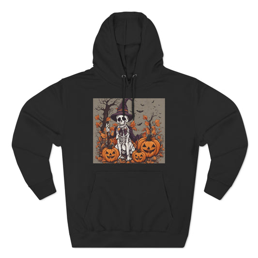 Halloween Skeleton and Pumpkins Hoodie | Halloween Gift Ideas Black Hoodie Petrova Designs