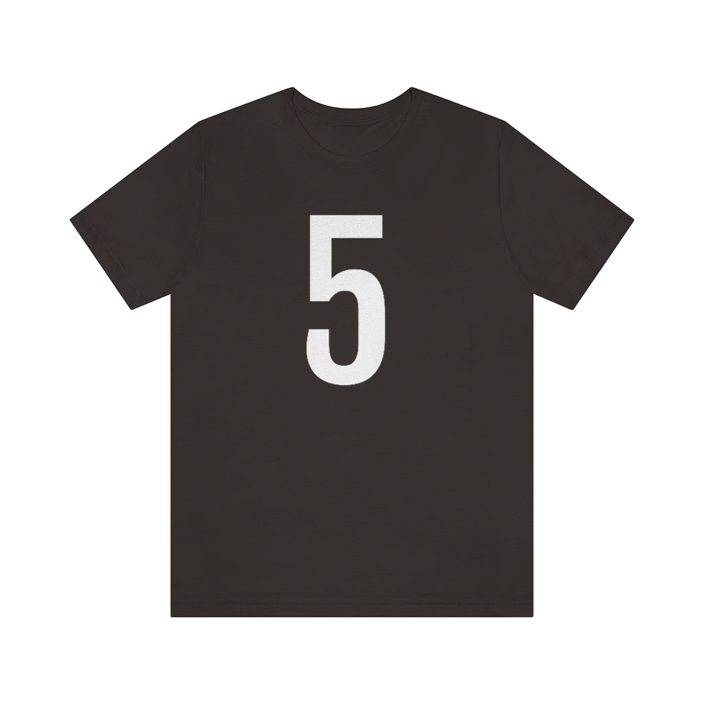 Brown T-Shirt 5 Numbered T Shirt with Number On Them for Numerological Black Tshirt Outfit Petrova Designs