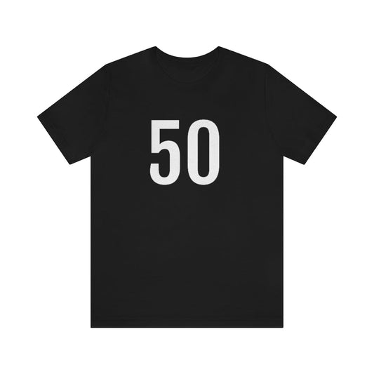 Black T-Shirt 50 Numbered Tee Shirt with Numbers On Them for Numbered T-Shirt Outfit Petrova Designs