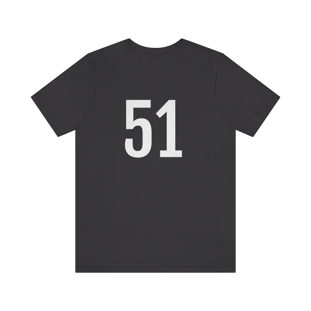 Dark Grey T-Shirt 51 Numbered Tee Shirt with Numbers On Them for Numbered T-Shirt Outfit Petrova Designs