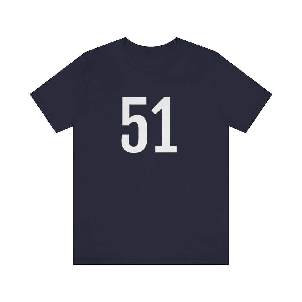 Navy T-Shirt 51 Numbered Tee Shirt with Numbers On Them for Numbered T-Shirt Outfit Petrova Designs