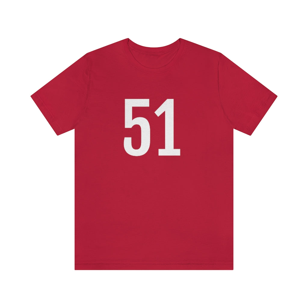 Red T-Shirt 51 Numbered Tee Shirt with Numbers On Them for Numbered T-Shirt Outfit Petrova Designs