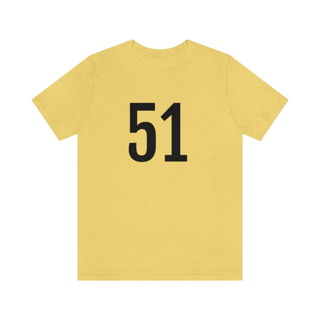 Yellow T-Shirt 51 Numbered Tee Shirt with Numbers On Them for Numbered T-Shirt Outfit Petrova Designs