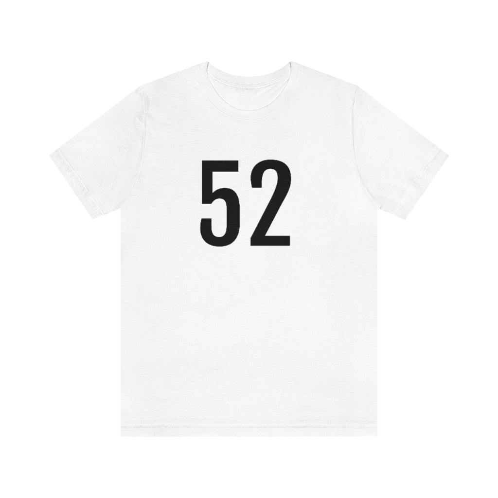 White T-Shirt 52 Numbered Tee Shirt with Numbers On Them for Numbered T-Shirt Outfit Petrova Designs