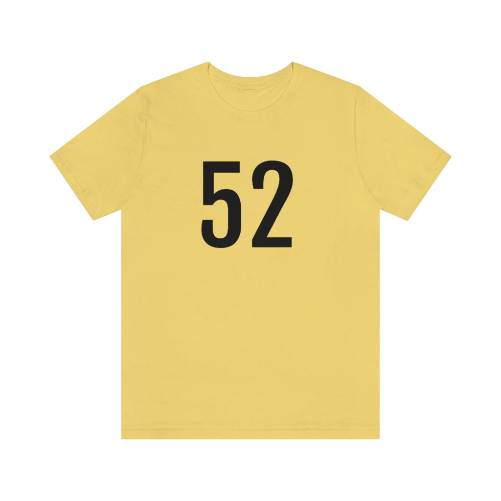 Yellow T-Shirt 52 Numbered Tee Shirt with Numbers On Them for Numbered T-Shirt Outfit Petrova Designs