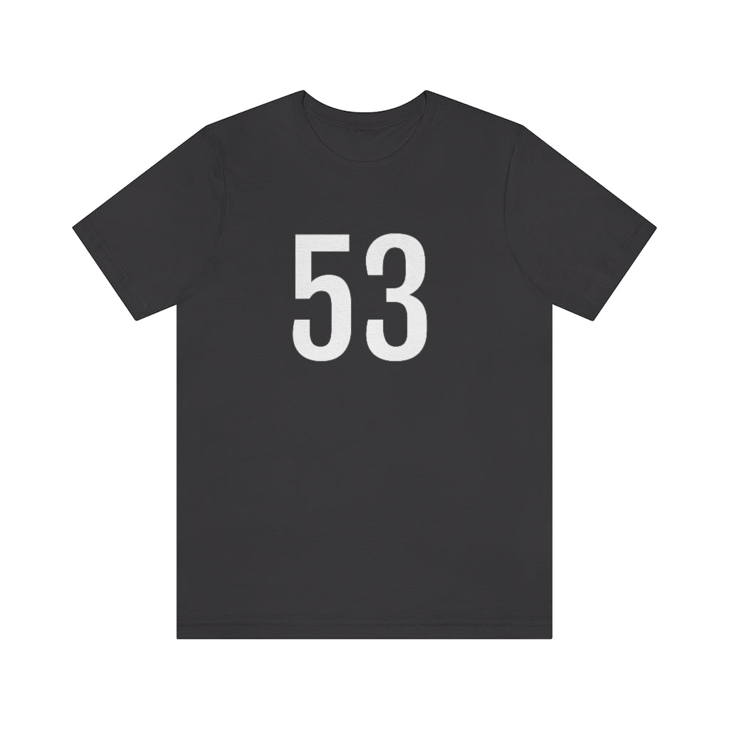 Dark Grey T-Shirt 53 Numbered T Shirt with Number On Them for Numerological Black Tshirt Outfit Petrova Designs