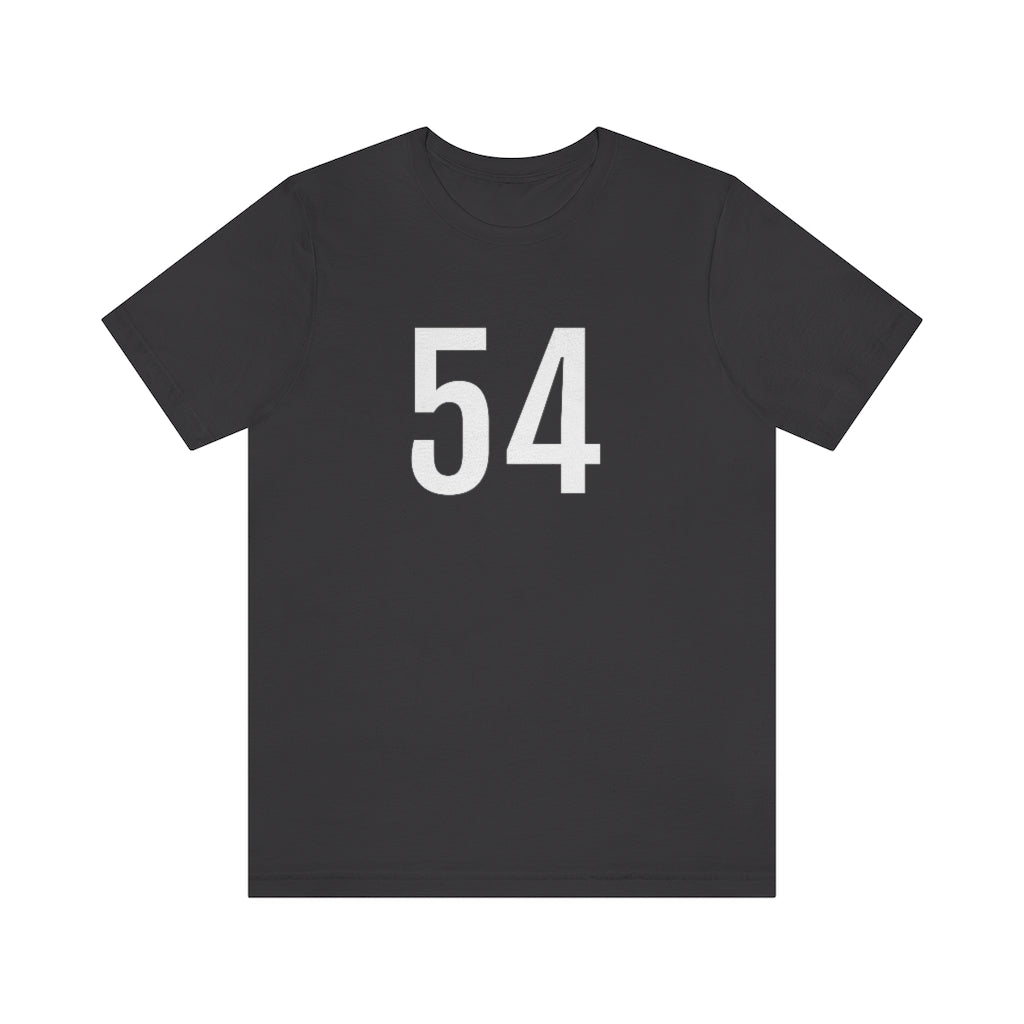 Dark Grey T-Shirt 54 Numbered T Shirt with Number On Them for Numerological Black Tshirt Outfit Petrova Designs