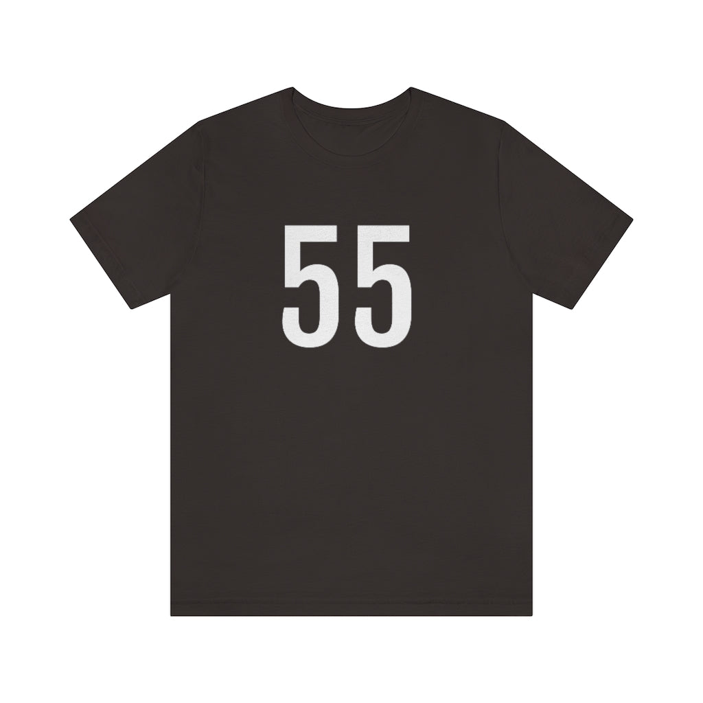 Brown T-Shirt 55 Numbered T Shirt with Number On Them for Numerological Black Tshirt Outfit Petrova Designs