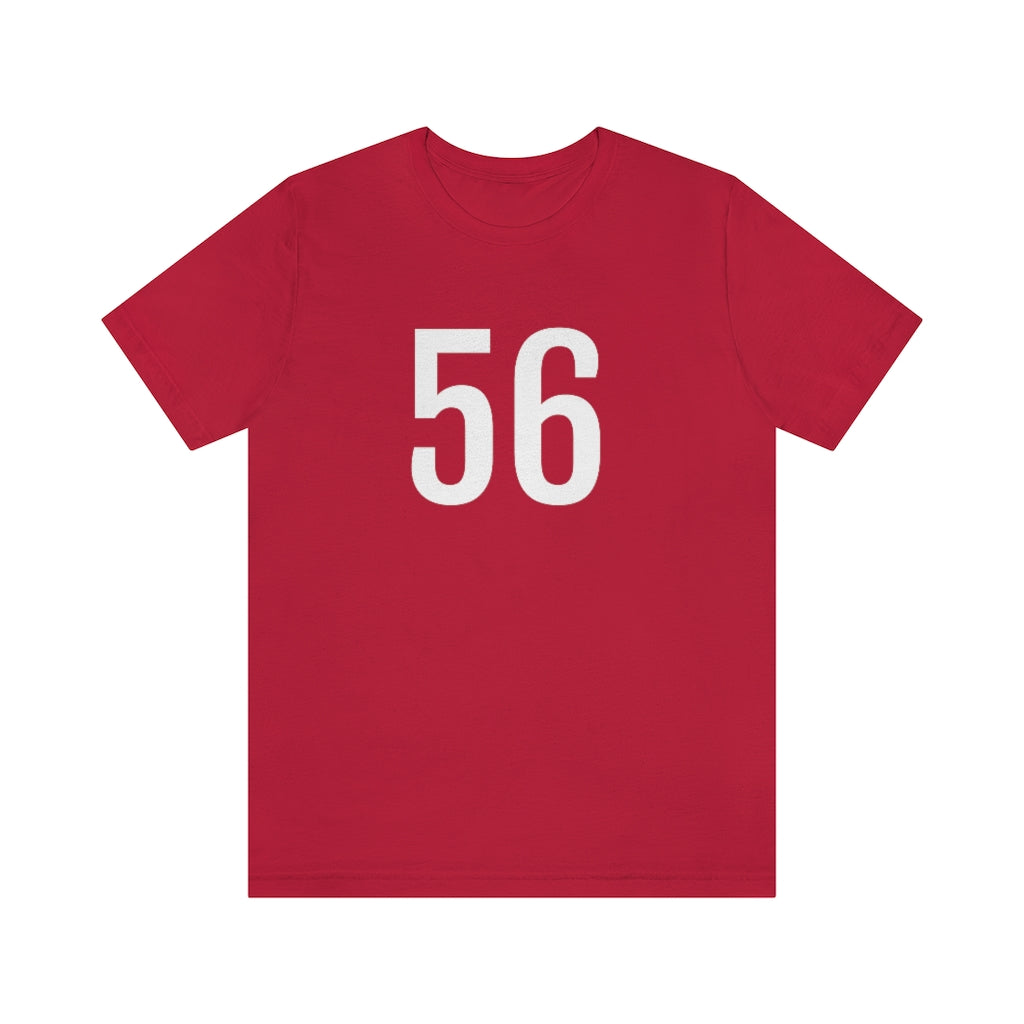 Red T-Shirt 56 Numbered T Shirt with Number On Them for Numerological Black Tshirt Outfit Petrova Designs