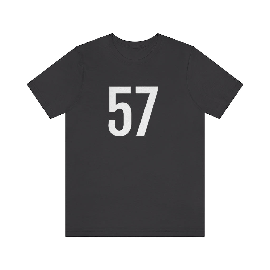 Dark Grey T-Shirt 57 Numbered T Shirt with Number On Them for Numerological Black Tshirt Outfit Petrova Designs