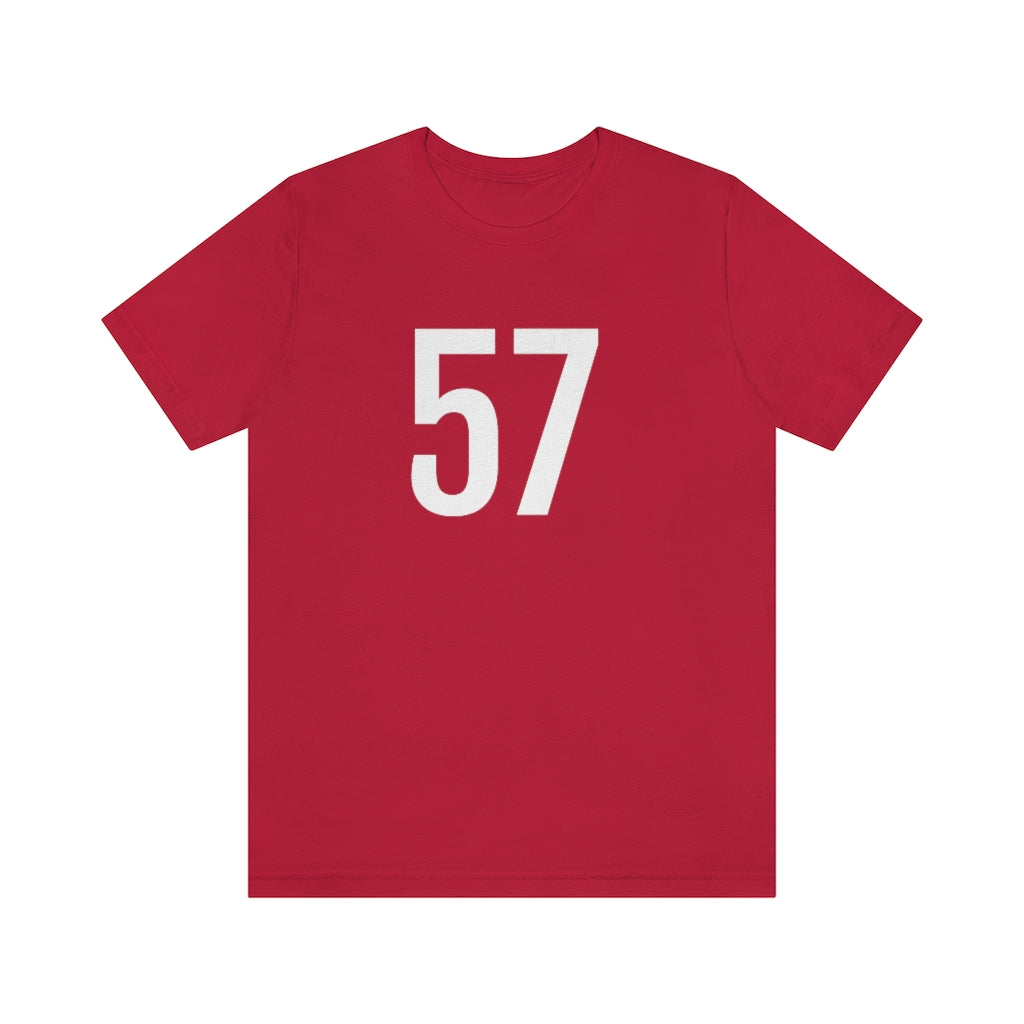 Red T-Shirt 57 Numbered T Shirt with Number On Them for Numerological Black Tshirt Outfit Petrova Designs