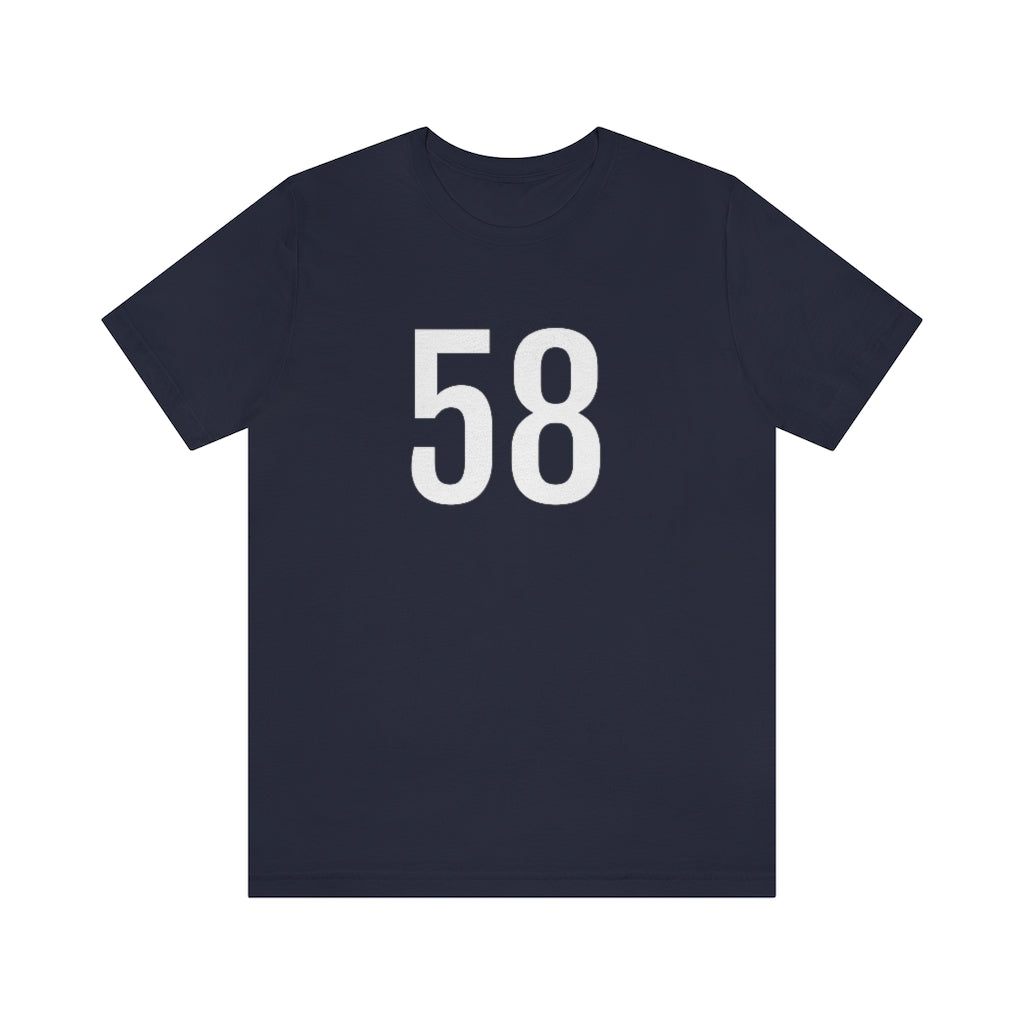 Navy T-Shirt 58 Numbered T Shirt with Number On Them for Numerological Black Tshirt Outfit Petrova Designs