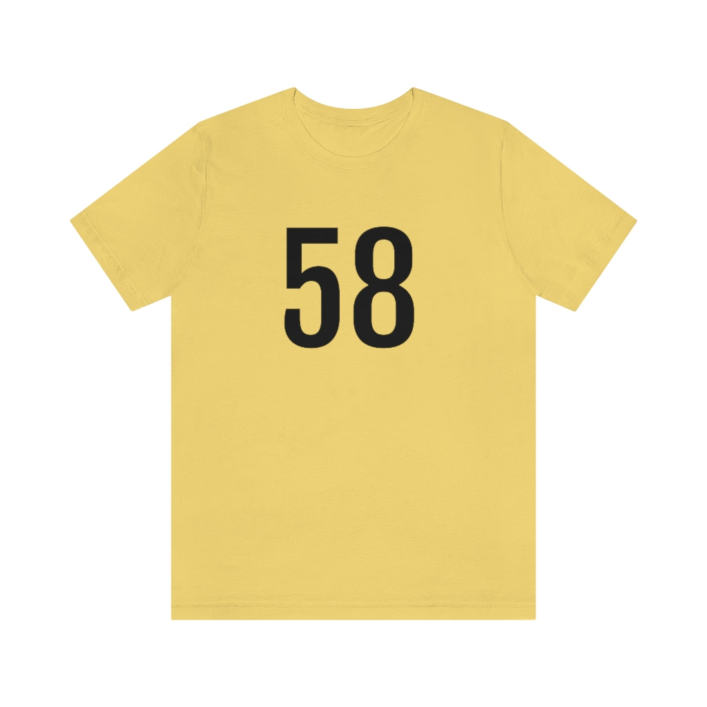 Yellow T-Shirt 58 Numbered T Shirt with Number On Them for Numerological Black Tshirt Outfit Petrova Designs