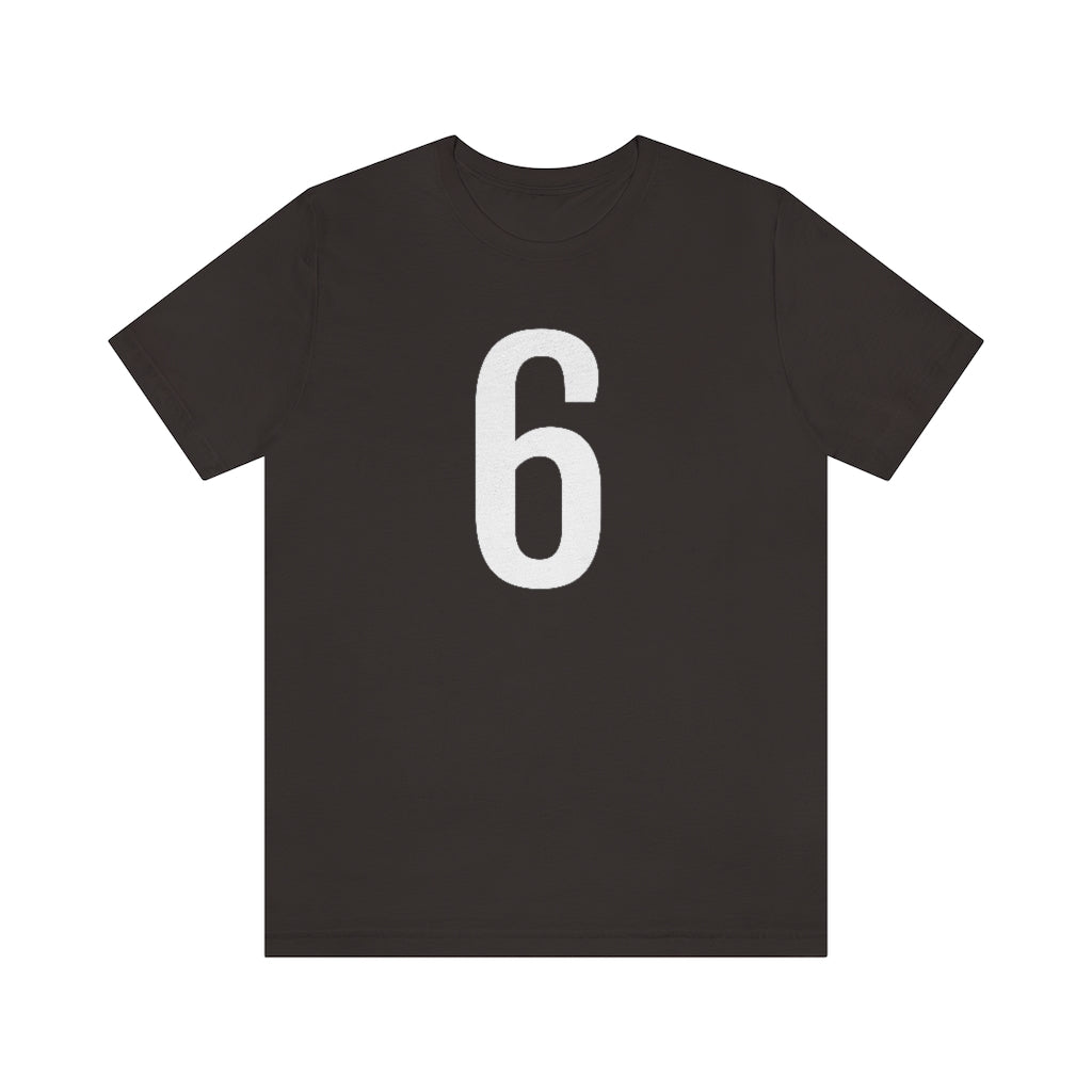 Brown T-Shirt 6 Numbered T Shirt with Number On Them for Numerological Black Tshirt Outfit Petrova Designs