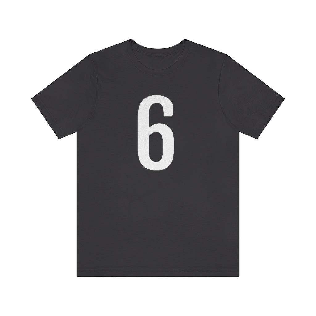 Dark Grey T-Shirt 6 Numbered T Shirt with Number On Them for Numerological Black Tshirt Outfit Petrova Designs