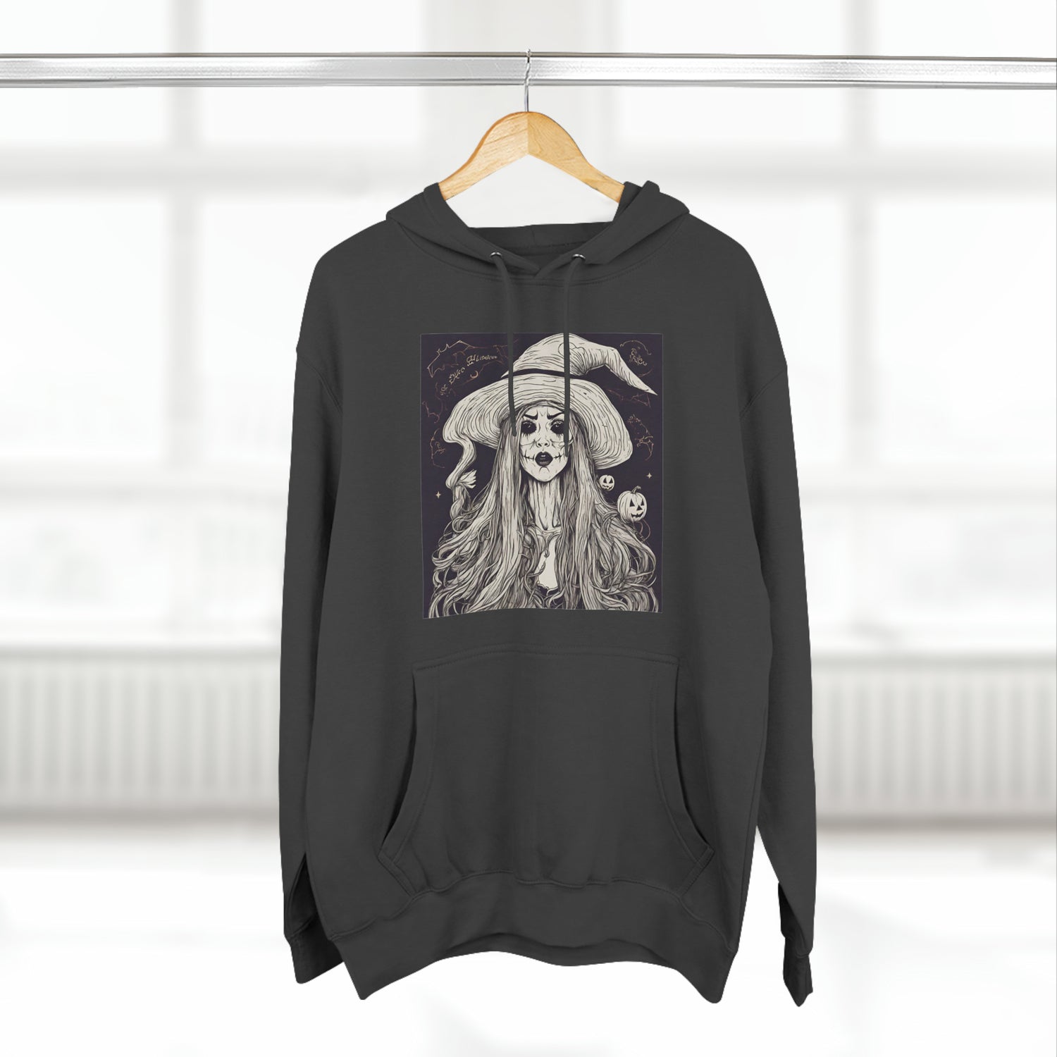 Halloween Scary Witch Hoodie | Halloween Gift Ideas Charcoal Heather Hoodie Petrova Designs