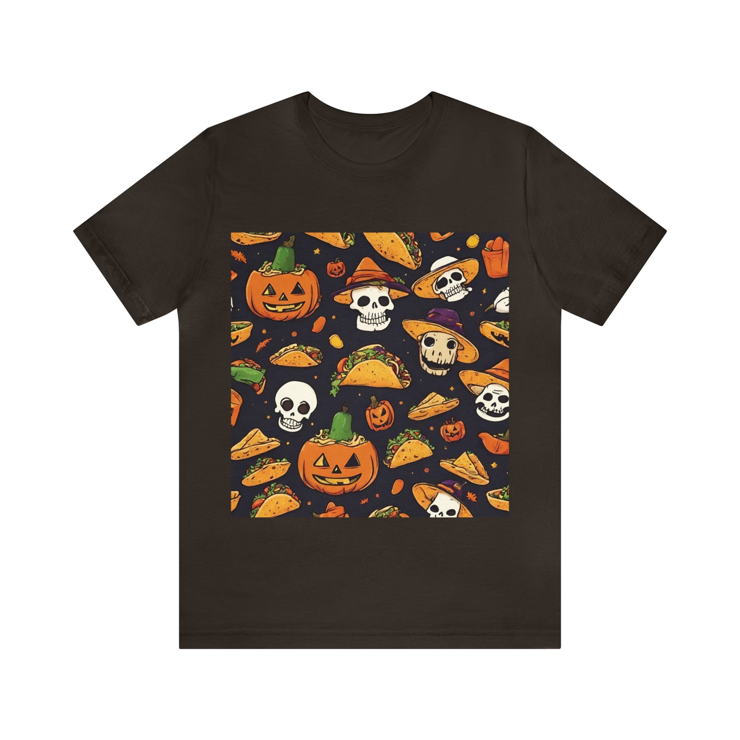 Brown T-Shirt Tshirt Design Halloween Gift for Friend and Family Short Sleeved Shirt Petrova Designs